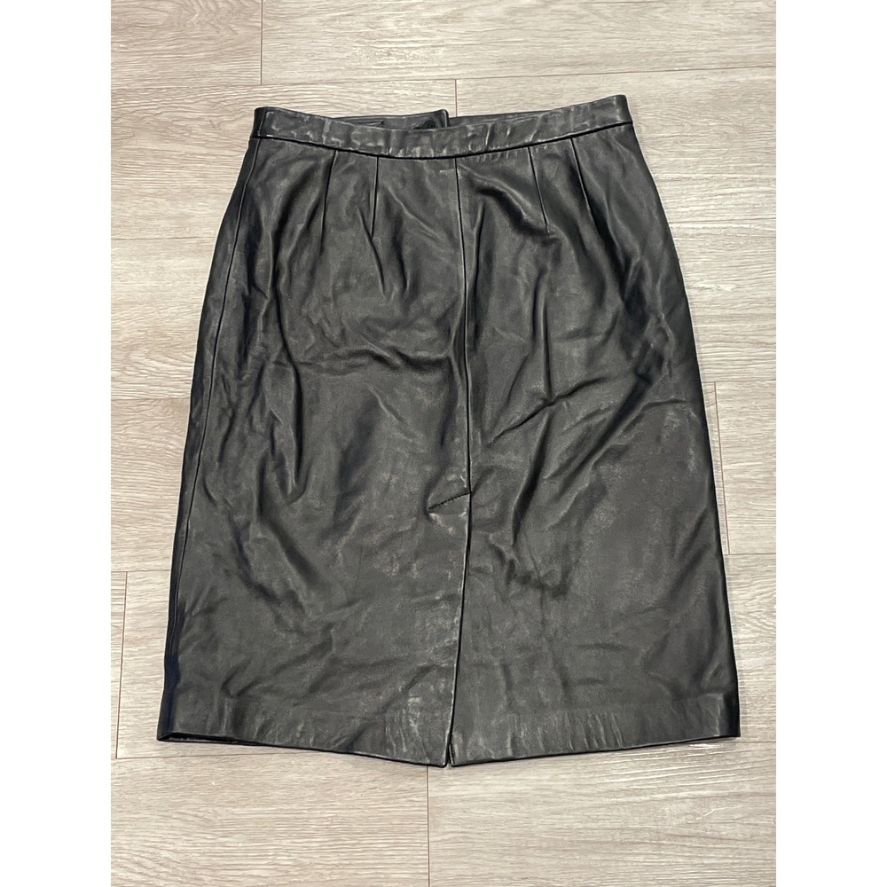 Siena Studio Womens Leather Skirt Dark Feminine Edgy Moto Black Lined Size 4